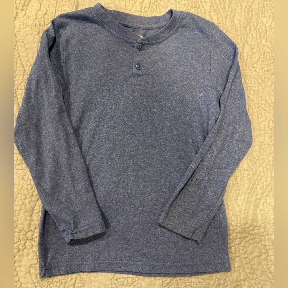 Montage Heathered Blue Long Sleeve Henley Shirt Size 6